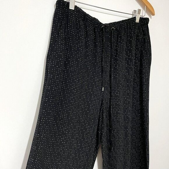 Eileen Fisher Morse Code Print Wide-Leg Crop Pants Small Lagenlook Loungewear - Picture 3 of 11